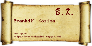 Brankó Kozima névjegykártya
